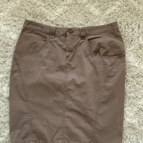 Khaki Back Split Skirt - Picture 1 of 5